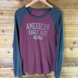 Y2K Burgundy and navy American Eagle long sleeve shirt